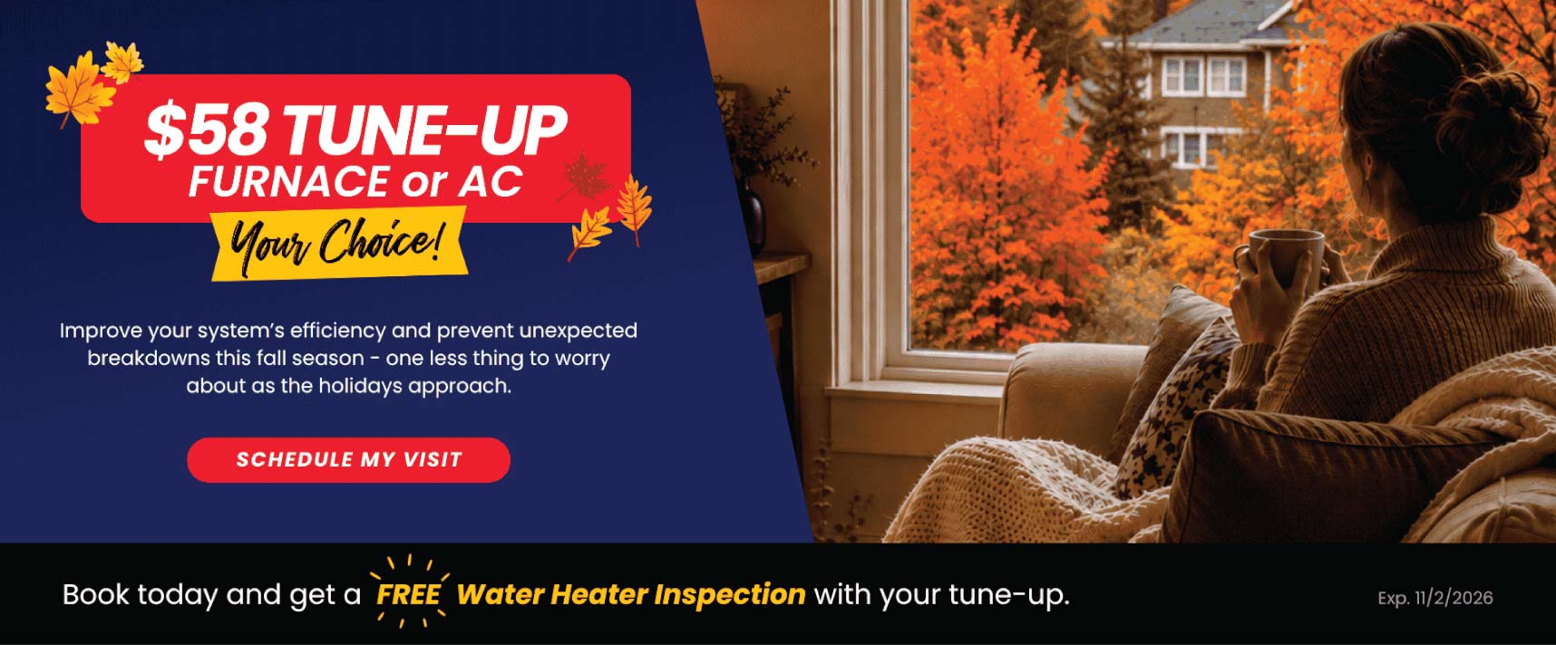 $58 Furnace or AC Tune-up. Click to schedule our visit.